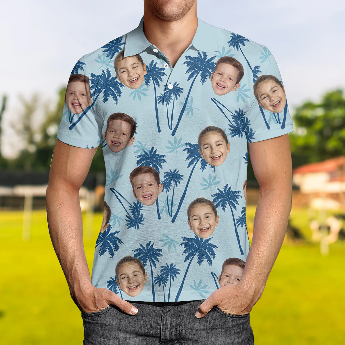 Custom Photo Best Dad Ever - Personalized Photo Polo Shirt - Image 2