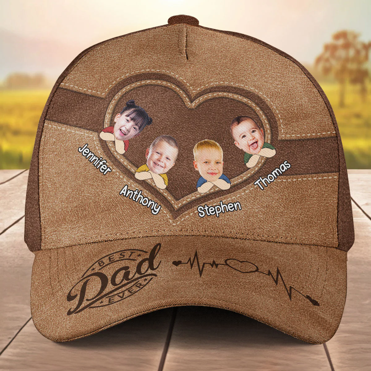 Custom Photo Best Papa Ever  - Personalized Classic Cap - Image 2