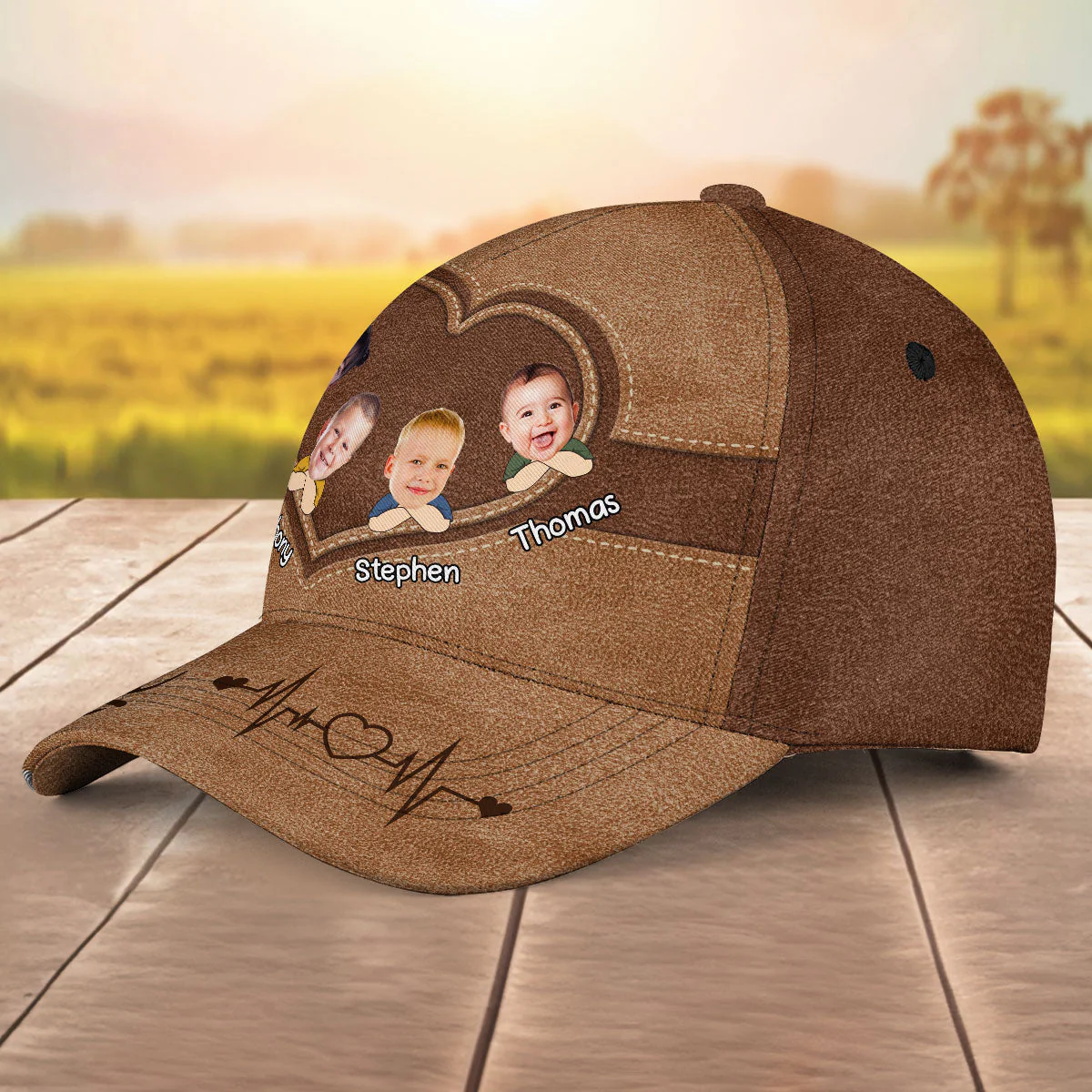 Custom Photo Best Papa Ever  - Personalized Classic Cap - Image 4