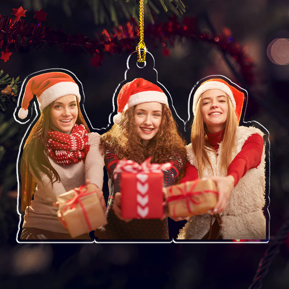 Custom Photo Besties Christmas - Personalized Custom Acrylic Ornament - Image 2