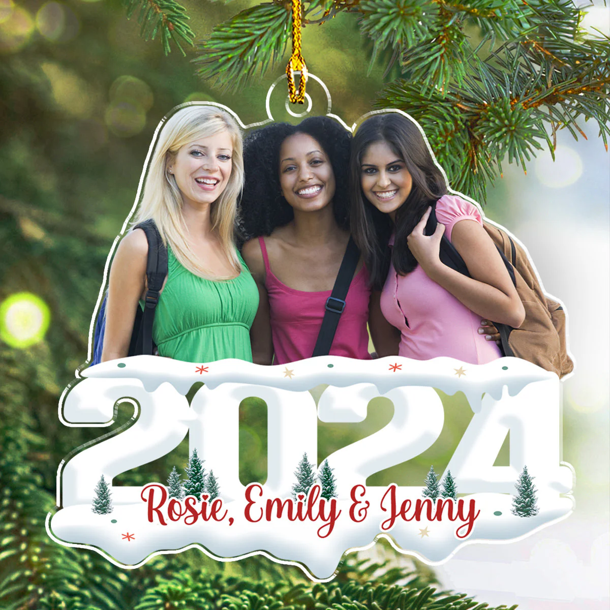 Custom Photo Besties, Siblings - Joy of Christmas 2024 - Personalized Custom Acrylic Ornament - Image 2