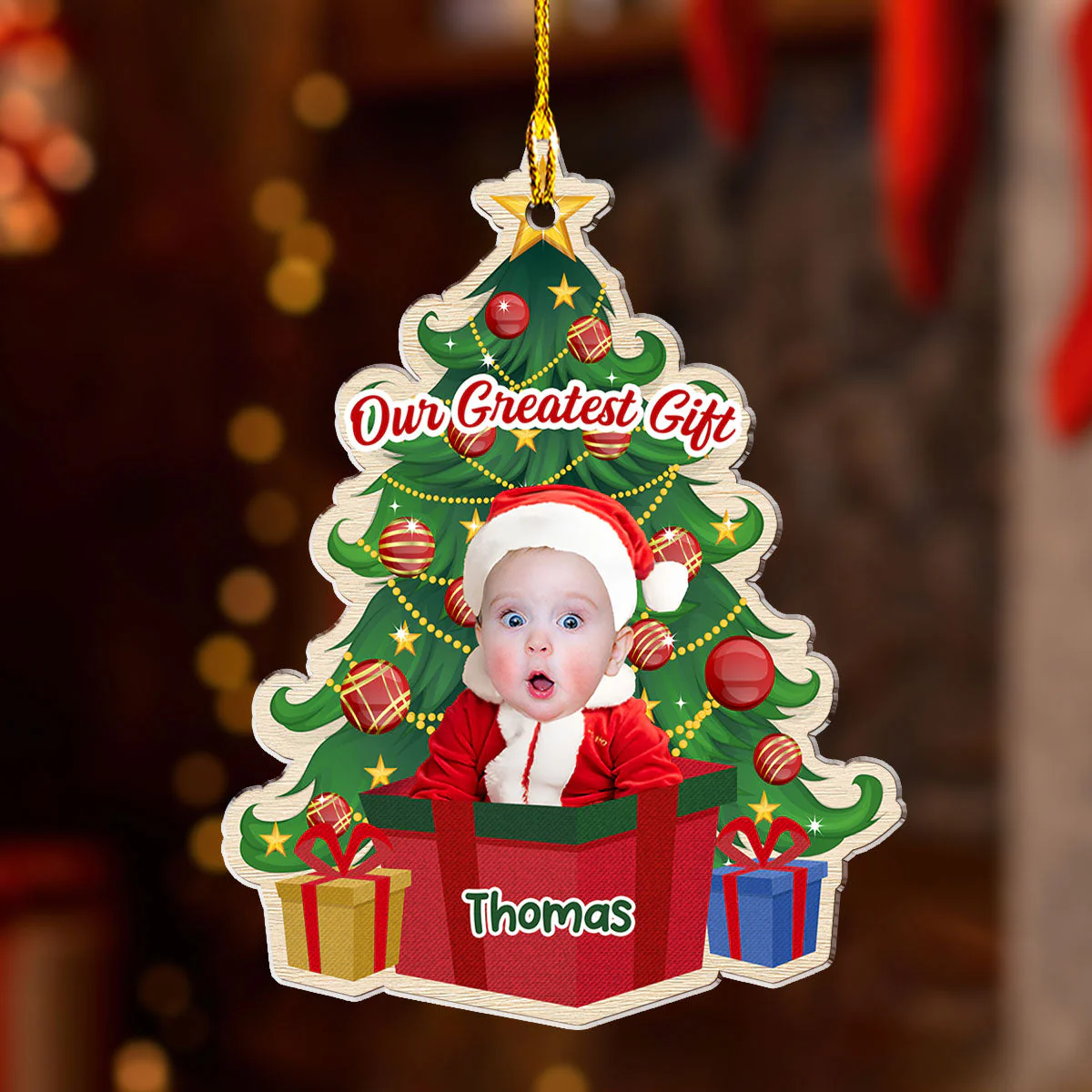 Custom Photo Christmas Greatest Gift - Personalized Custom Acrylic Ornament - Image 4