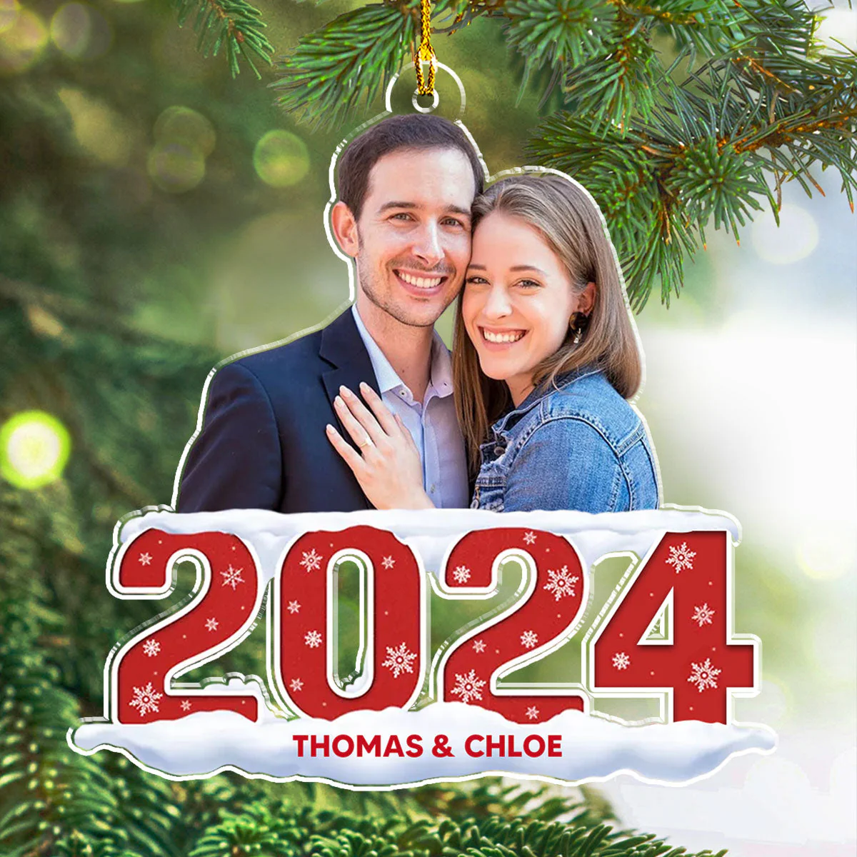 Custom Photo Couple 2024 - Personalized Custom Acrylic Ornament - Image 4