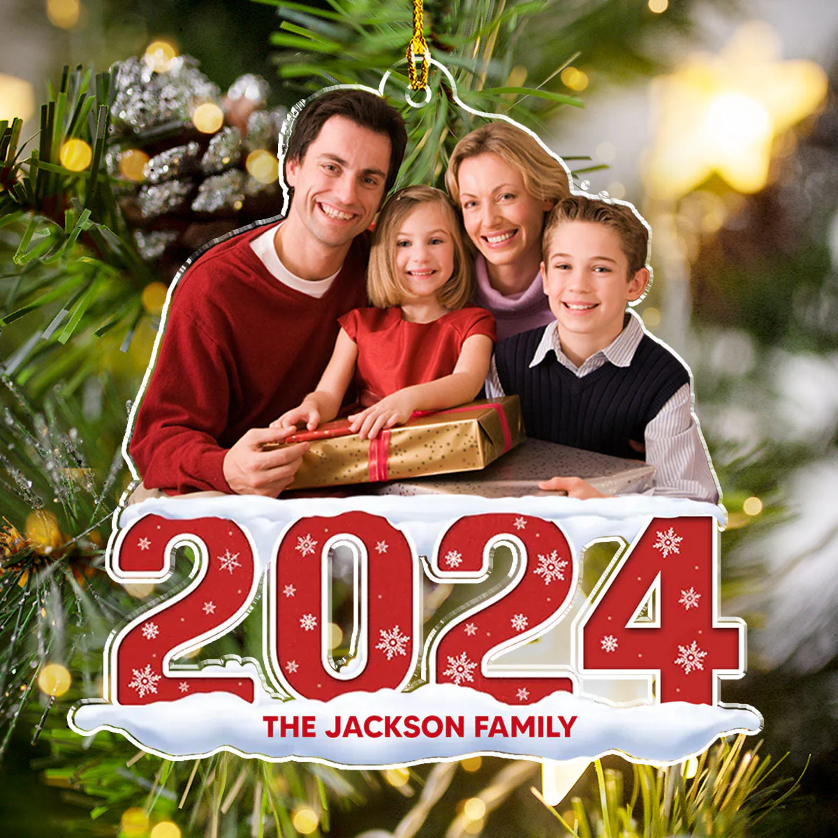 Custom Photo Family 2024 - Personalized Custom Acrylic Ornament - Image 4