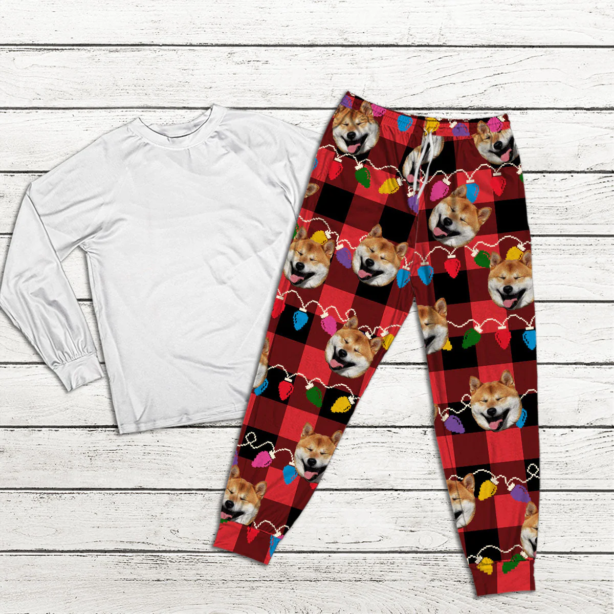 Custom Photo Family Besties Couple Grandkids Dogs & Cats Merry Christmas - Personalized Custom Pajama Pants - Image 3