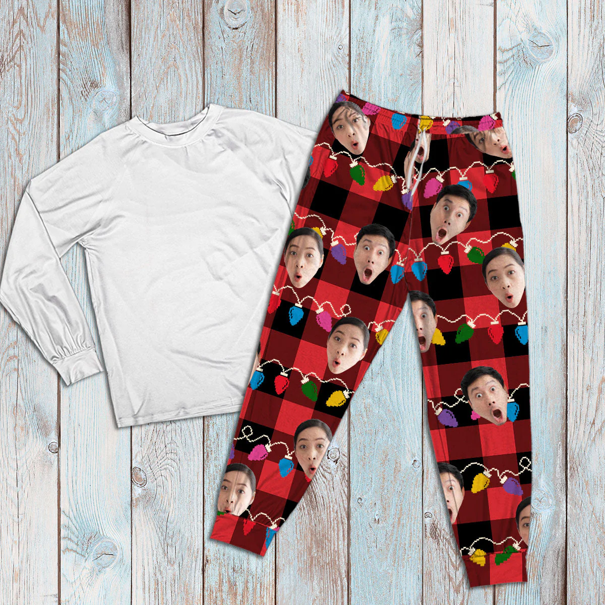 Custom Photo Family Besties Couple Grandkids Dogs & Cats Merry Christmas - Personalized Custom Pajama Pants - Image 5