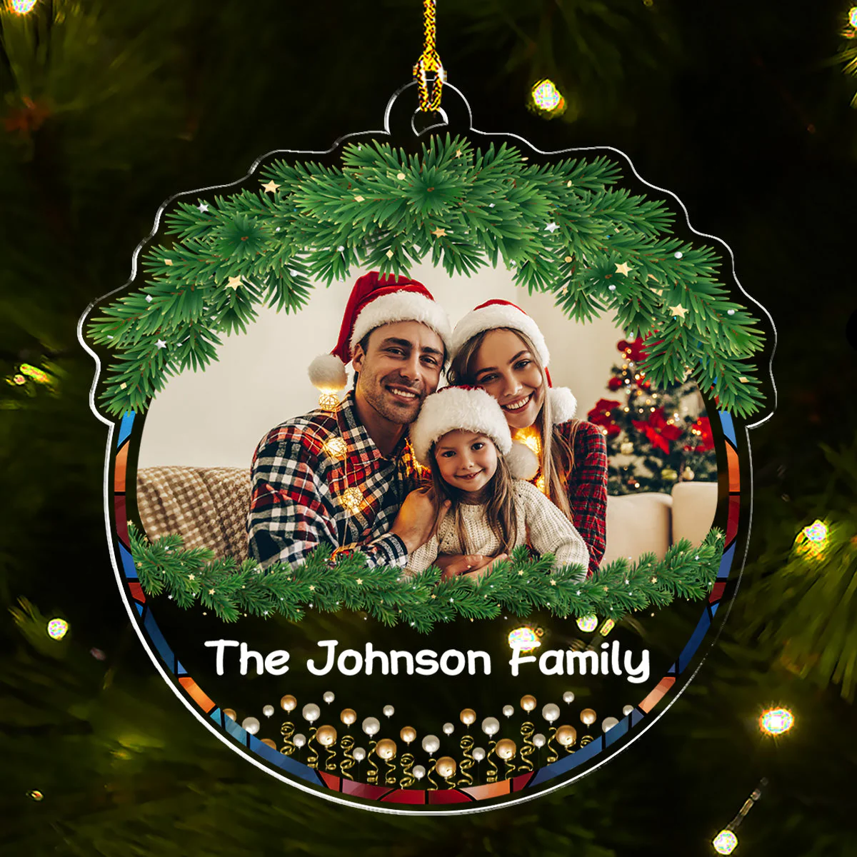 Custom Photo Family Christmas - Personalized Custom Acrylic Ornament - Image 2
