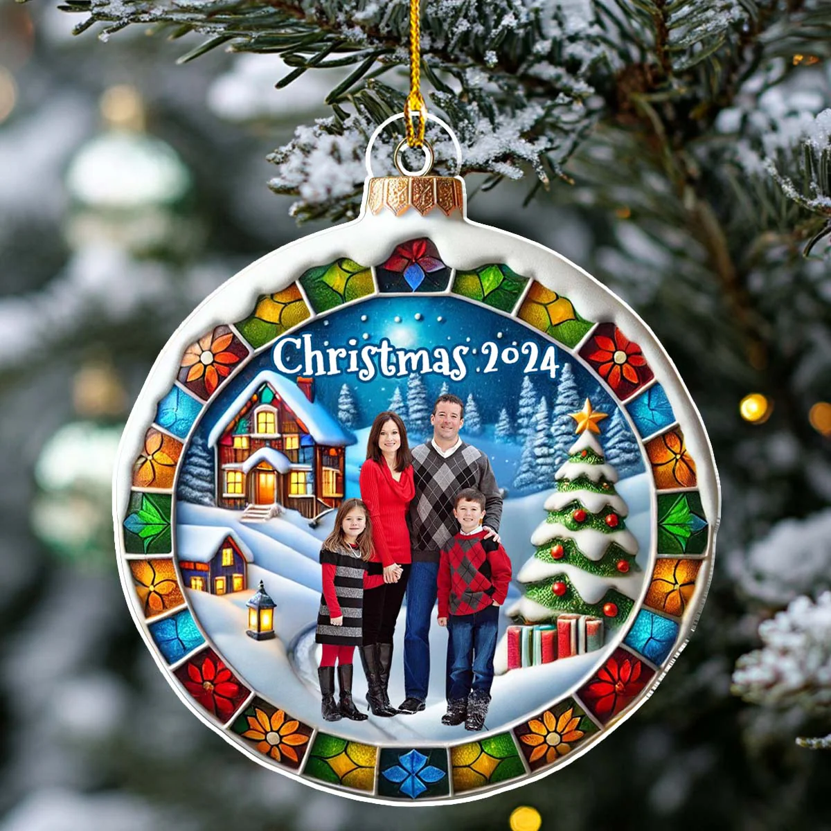 Custom Photo Family Christmas - Personalized Custom Acrylic Ornament - Image 2