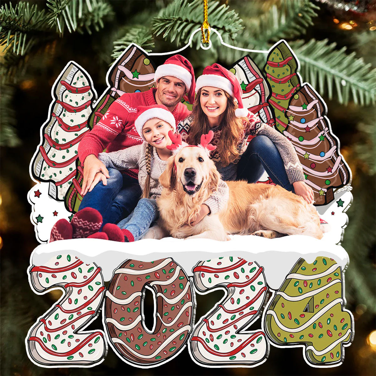 Custom Photo Family Christmas Tree Cake - Personalized Custom Acrylic Ornament - Image 2