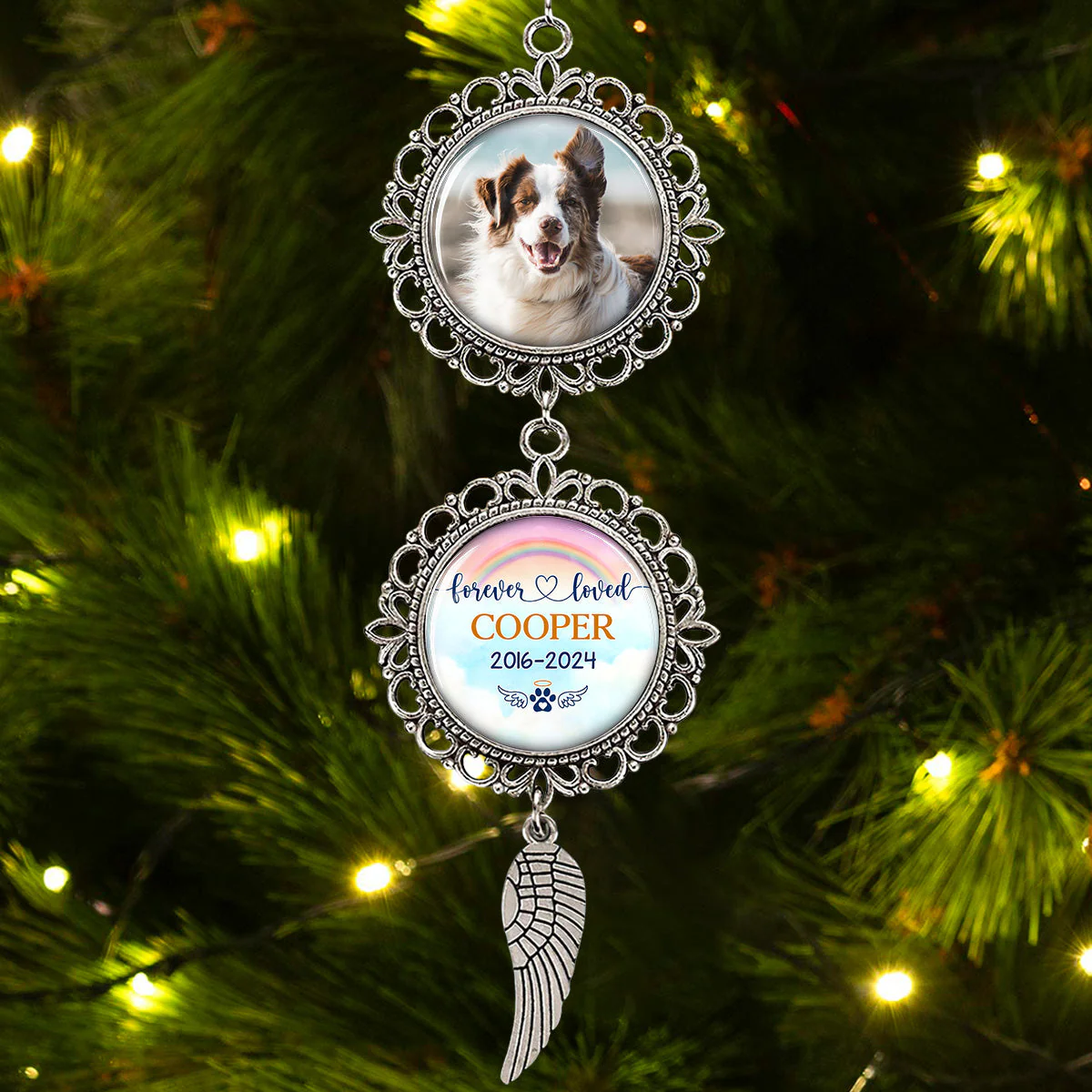 Custom Photo Forever Loved - Personalized Custom Charming Ornament - Image 4
