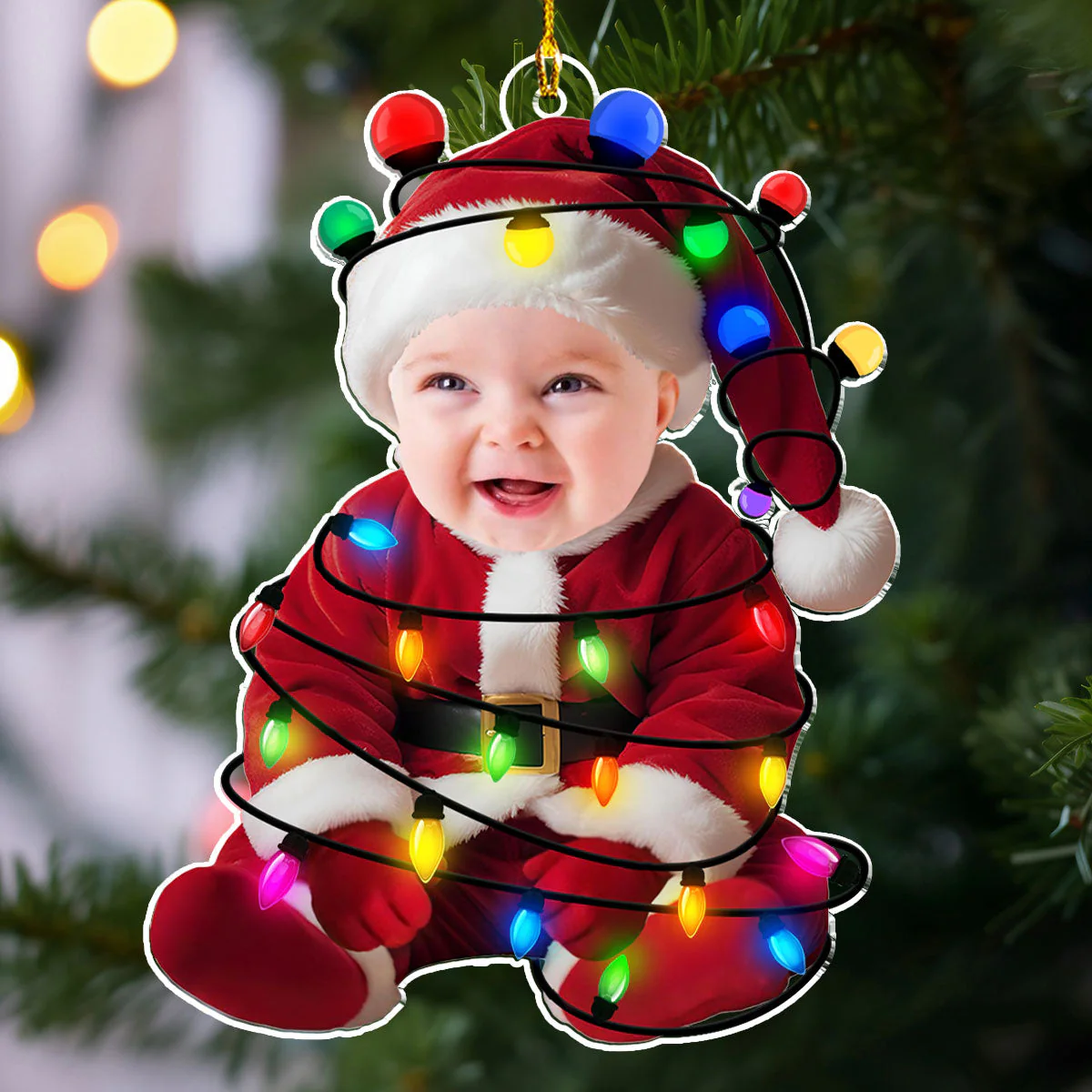 Custom Photo Funny Baby Merry Christmas - Personalized Custom Acrylic Ornament - Image 4