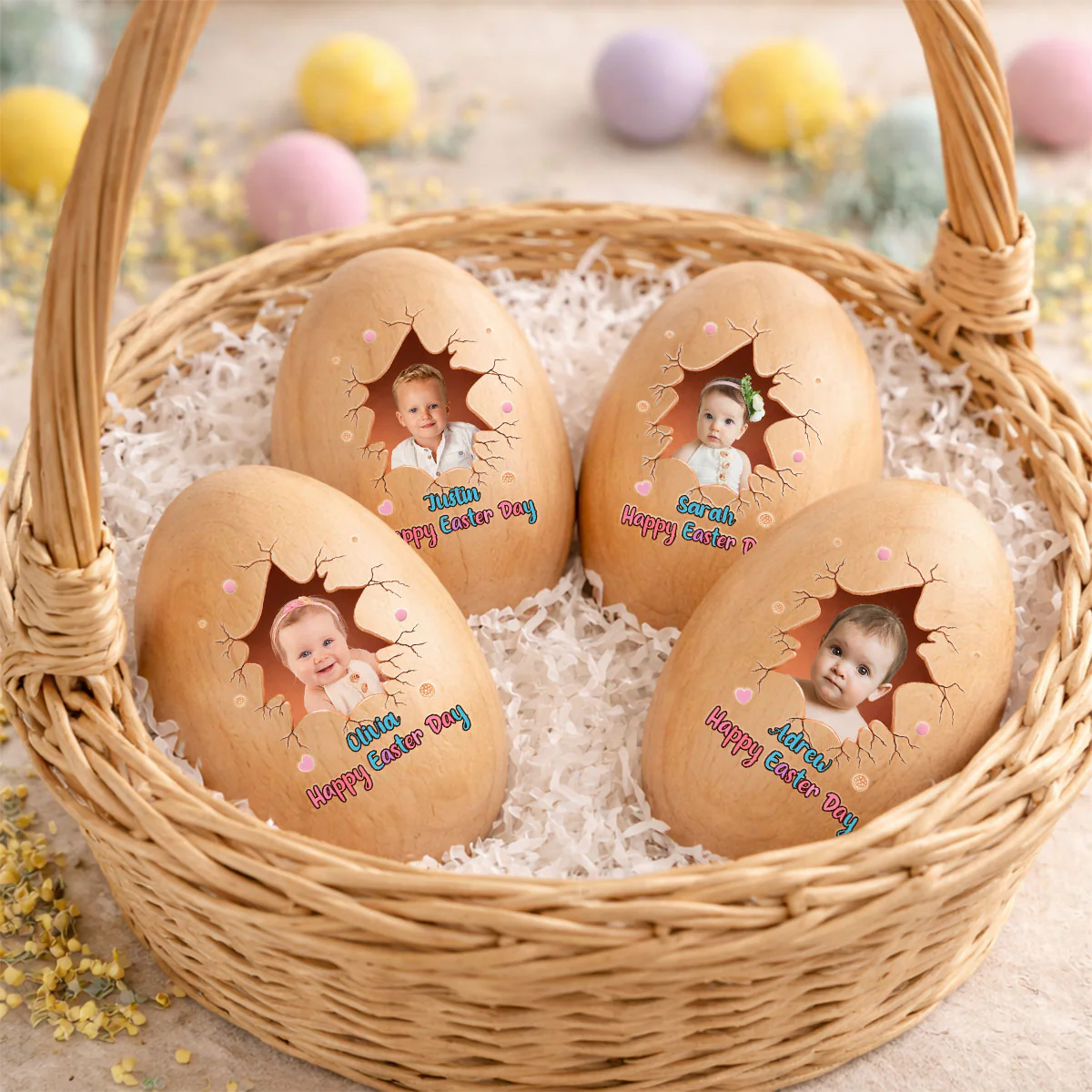 Custom Photo Happy Easter Day - Personalized Custom Wooden Egg Shaker - Image 4