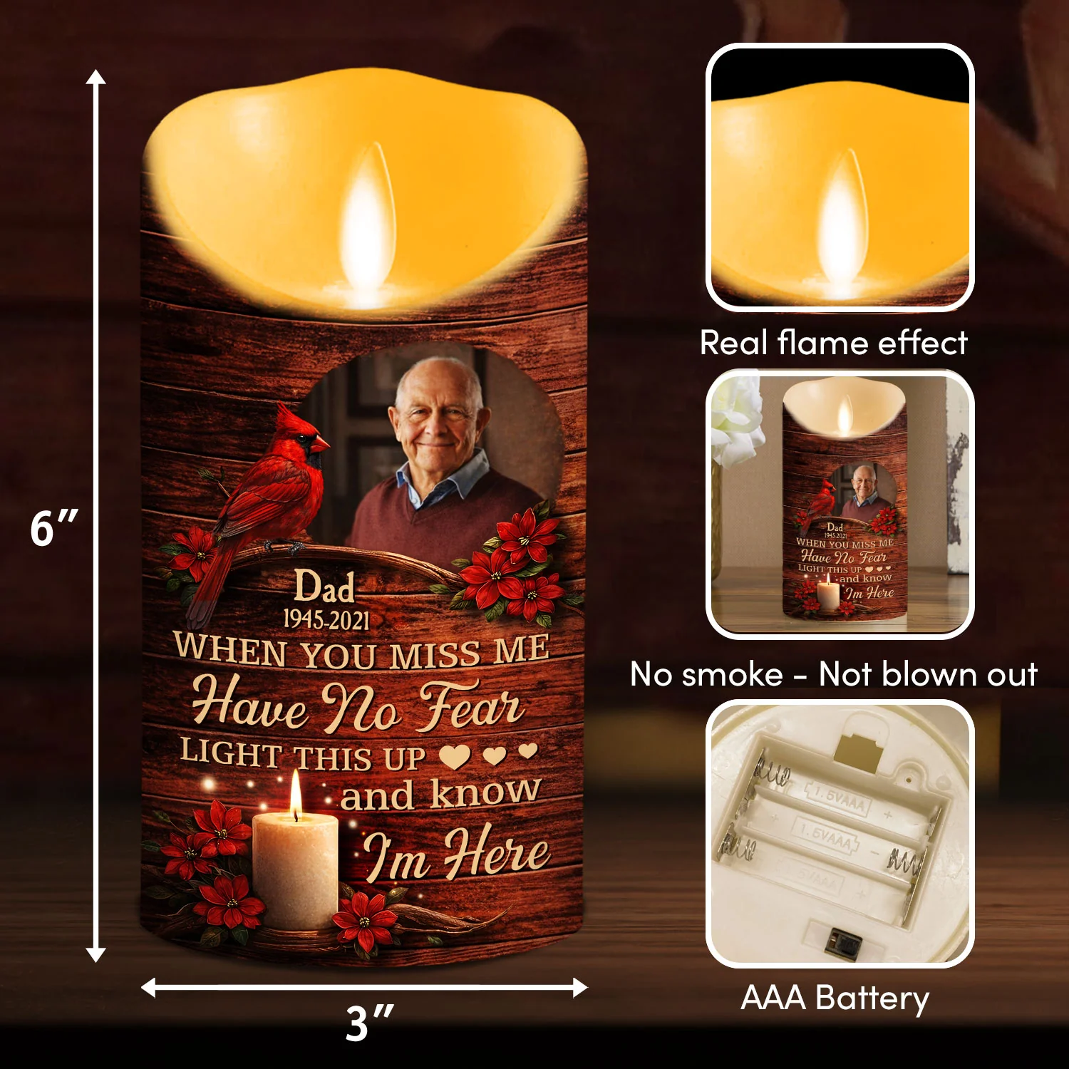 Custom Photo I Am Always With You - Personalized Custom LED Candle - Image 6