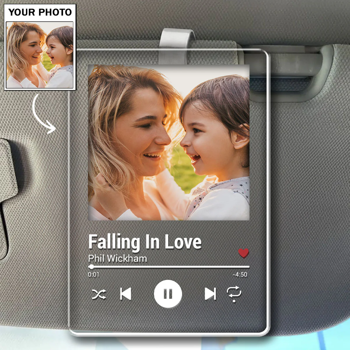 Custom Photo I Love You - Personalized Custom Acrylic Car Visor Clip