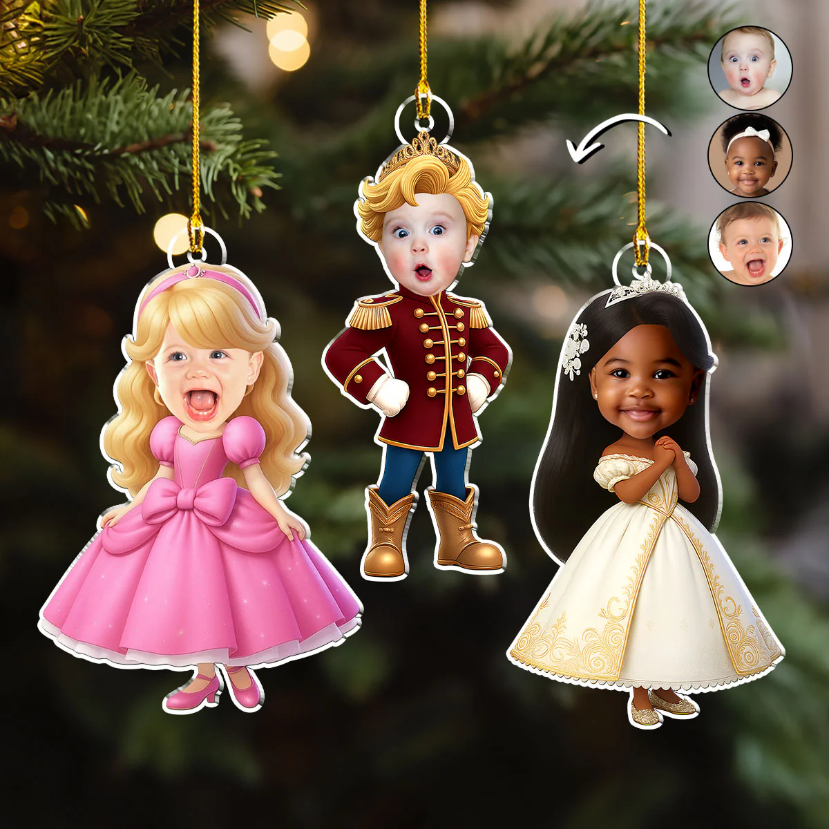 Custom Photo Kids Princess And Prince - Personalized Custom Acrylic Ornament