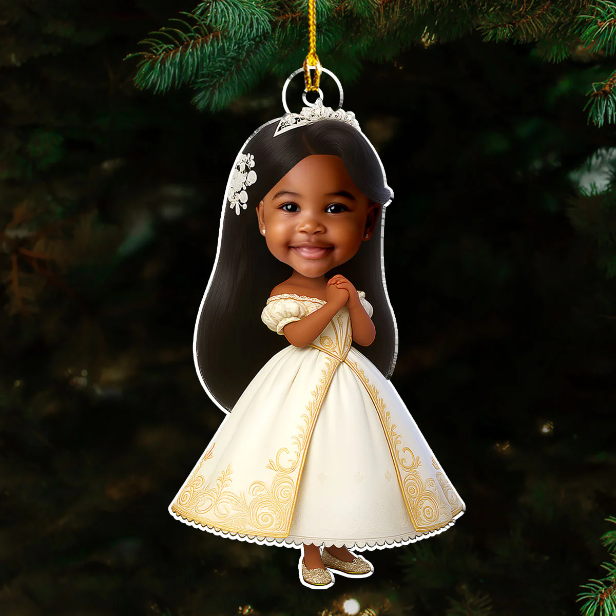 Custom Photo Kids Princess And Prince - Personalized Custom Acrylic Ornament - Image 2
