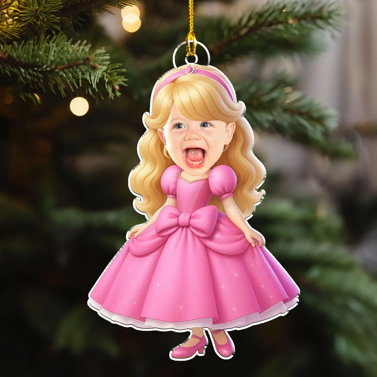 Custom Photo Kids Princess And Prince - Personalized Custom Acrylic Ornament - Image 3