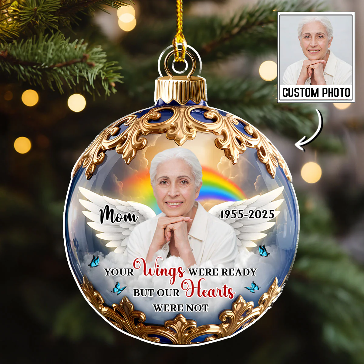 Custom Photo My Heart Was Not Ready - Personalized Custom Acrylic Ornament