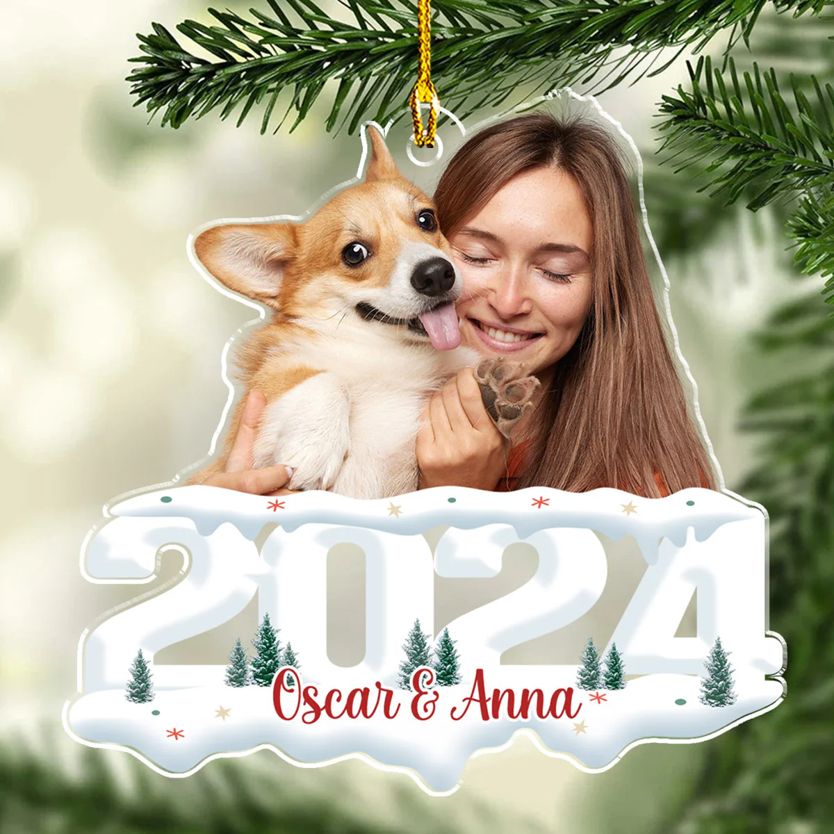 Custom Photo Pet & Human - Joy of Christmas 2024 - Personalized Custom Acrylic Ornament - Image 2
