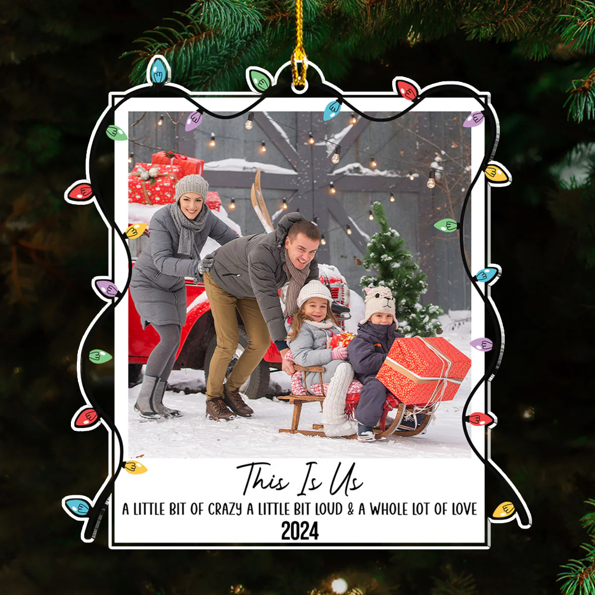 Custom Photo Polaroid Family Friends Christmas - Personalized Custom Acrylic Ornament