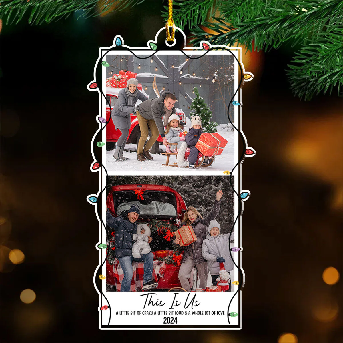 Custom Photo Polaroid Family Friends Christmas - Personalized Custom Acrylic Ornament - Image 5