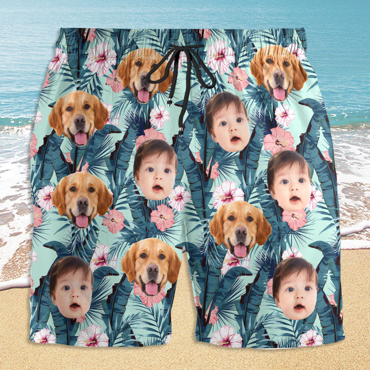 Custom Photo Tropical Vibes Only - Personalized Custom Beach Shorts - Image 3