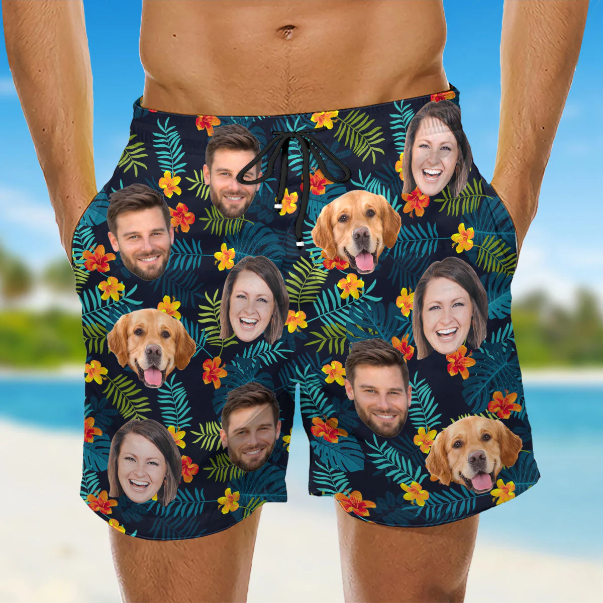 Custom Photo Tropical Vibes Only - Personalized Custom Beach Shorts - Image 4