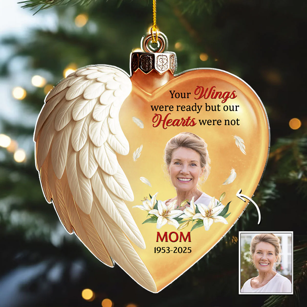 Custom Photo Your Wings Were Ready - Personalized Custom Acrylic Ornament