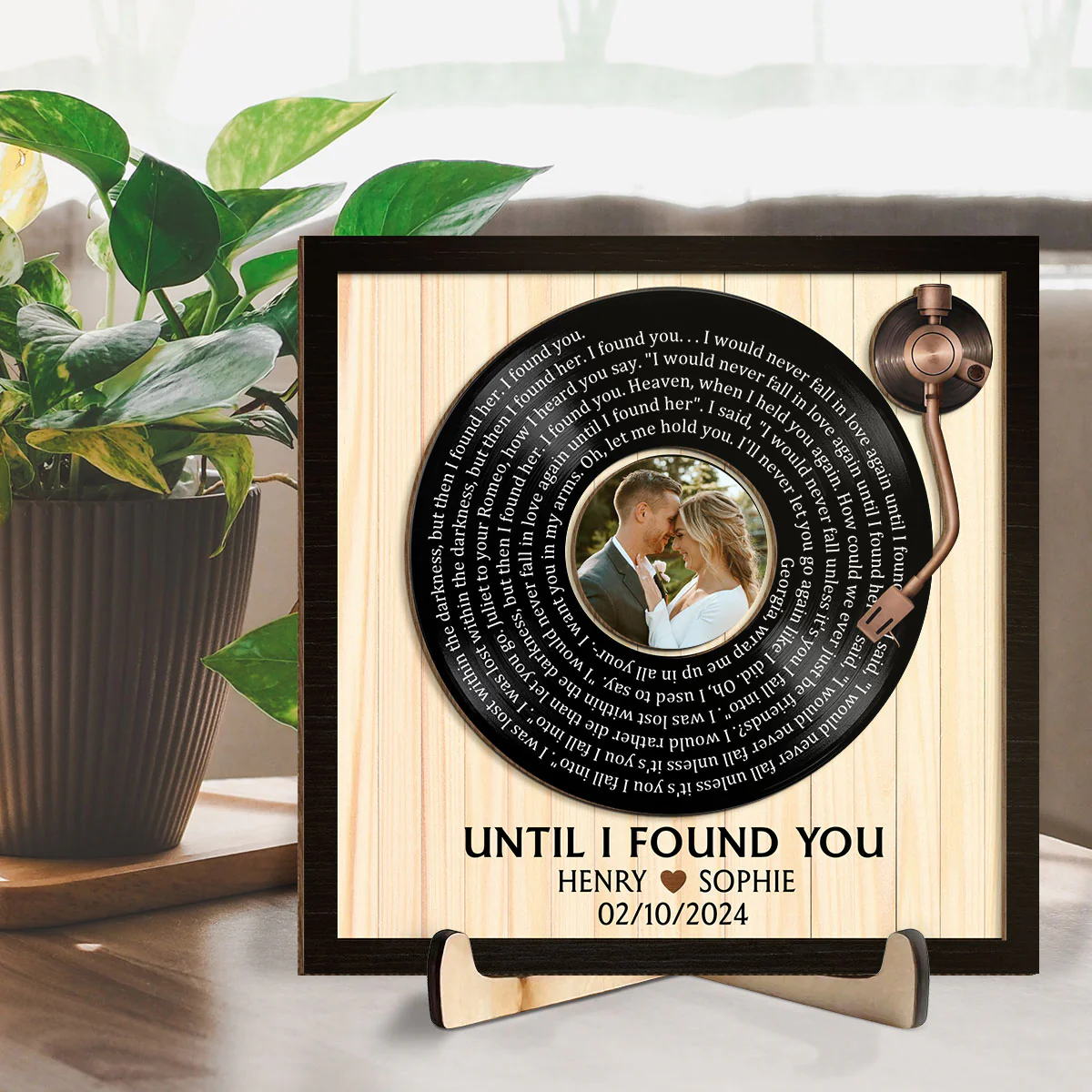 Custom Spiral Song Lyrics And Couple Photo - Personalized Custom Wooden Plaque - Image 3
