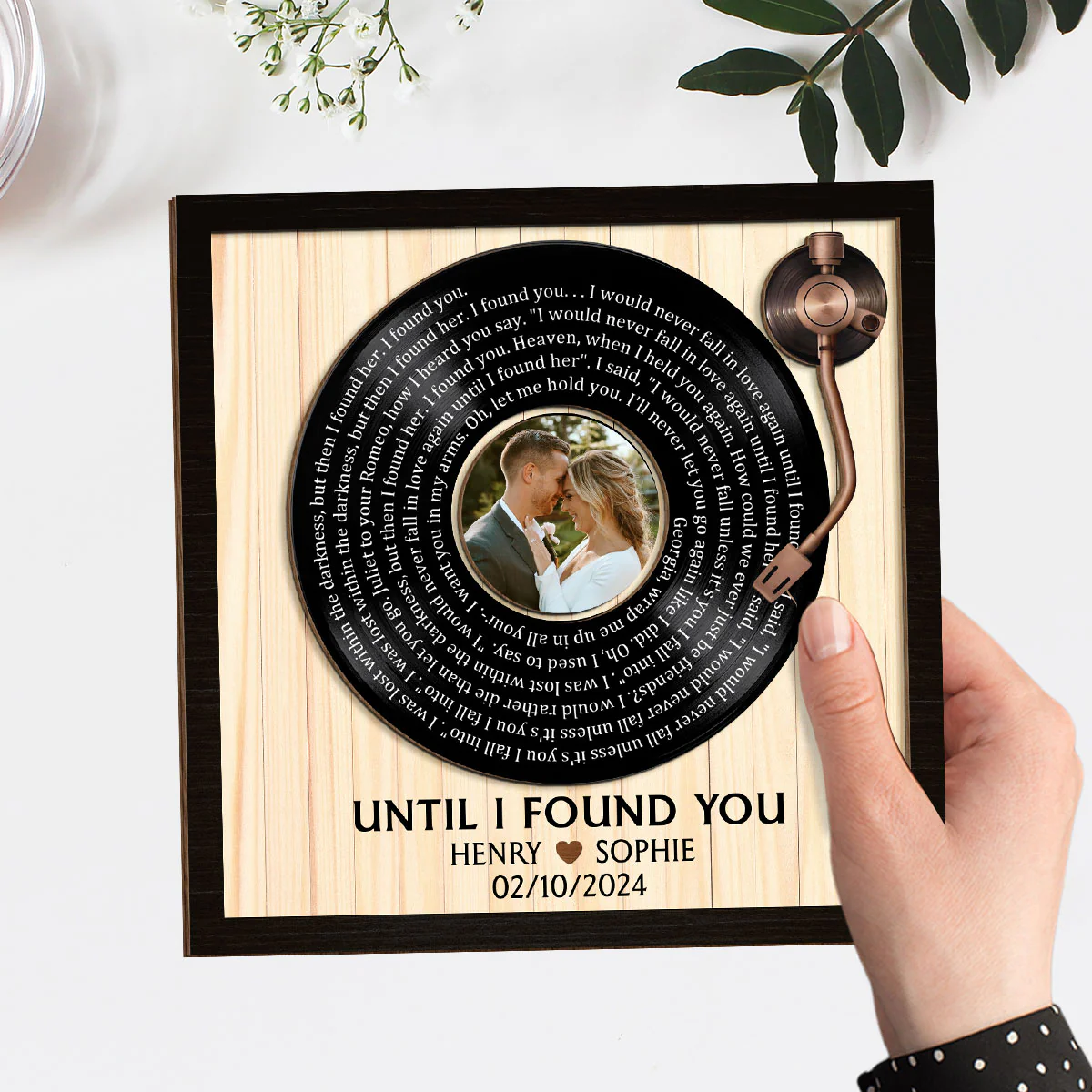 Custom Spiral Song Lyrics And Couple Photo - Personalized Custom Wooden Plaque - Image 4