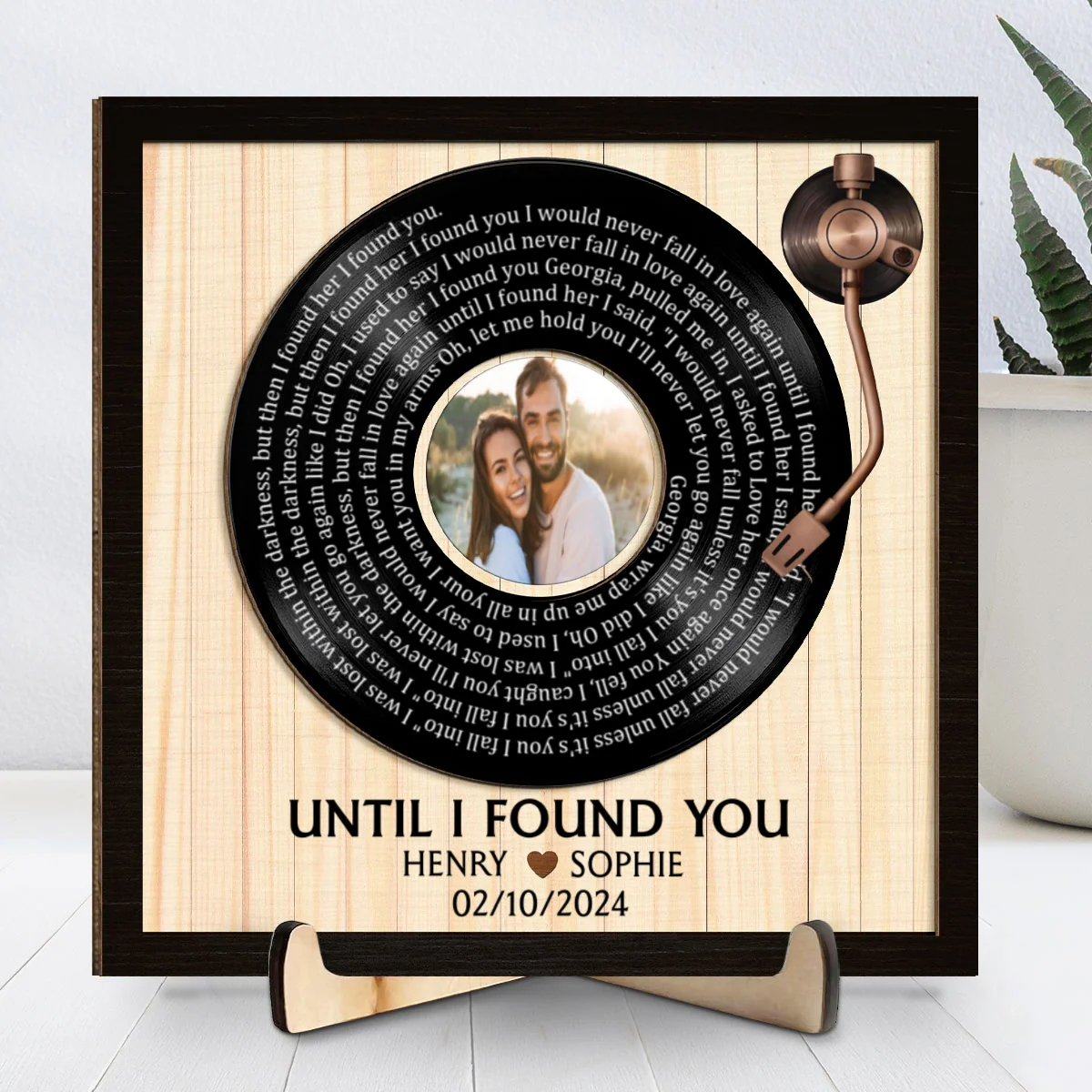 Custom Spiral Song Lyrics And Couple Photo - Personalized Custom Wooden Plaque - Image 8