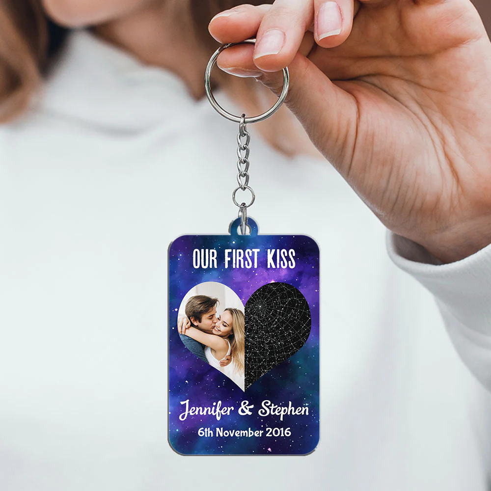 Custom Star Map Our First Date - Personalized Custom Acrylic Keychain - Image 5