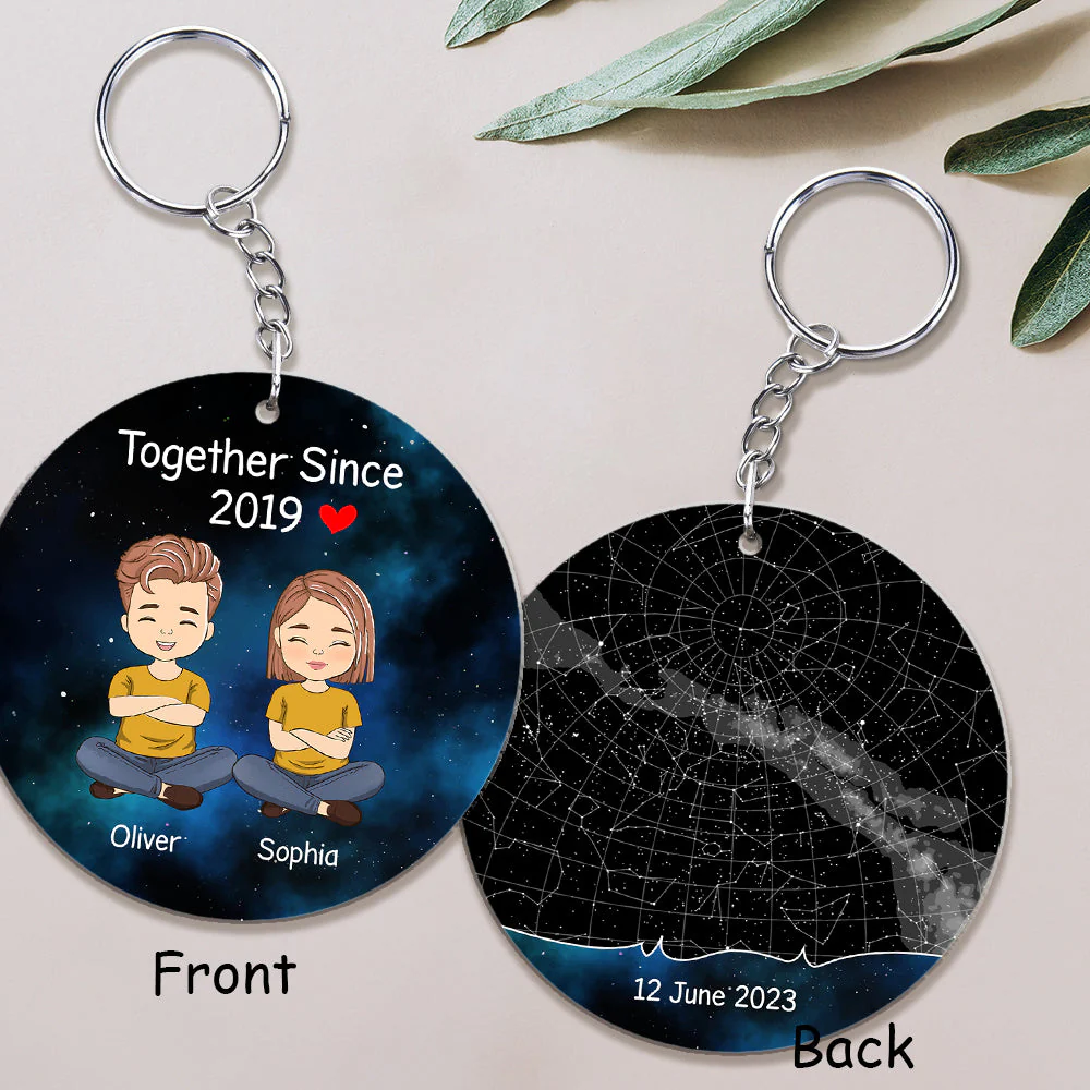Custom Star Map Together Since - Personalized Custom Acrylic Keychain - Image 2