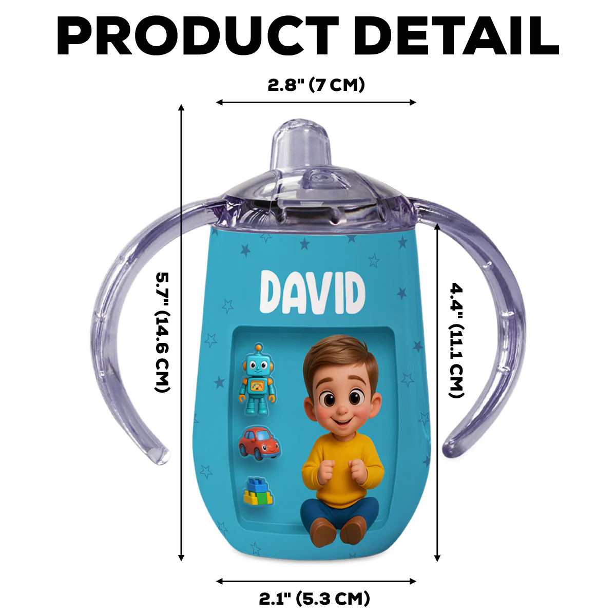 Cute Baby Cartoon - Personalized Custom Sippy Cup With Handles - Image 6