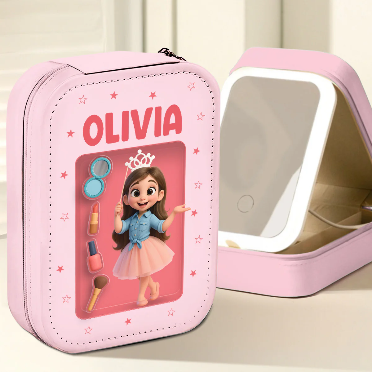 Cute Baby - Personalized Custom Jewelry Box With LED Mirror