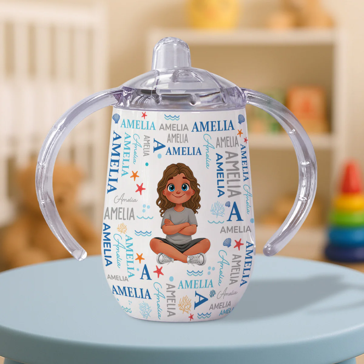Cute Baby - Personalized Custom Sippy Cup With Handles - Image 4