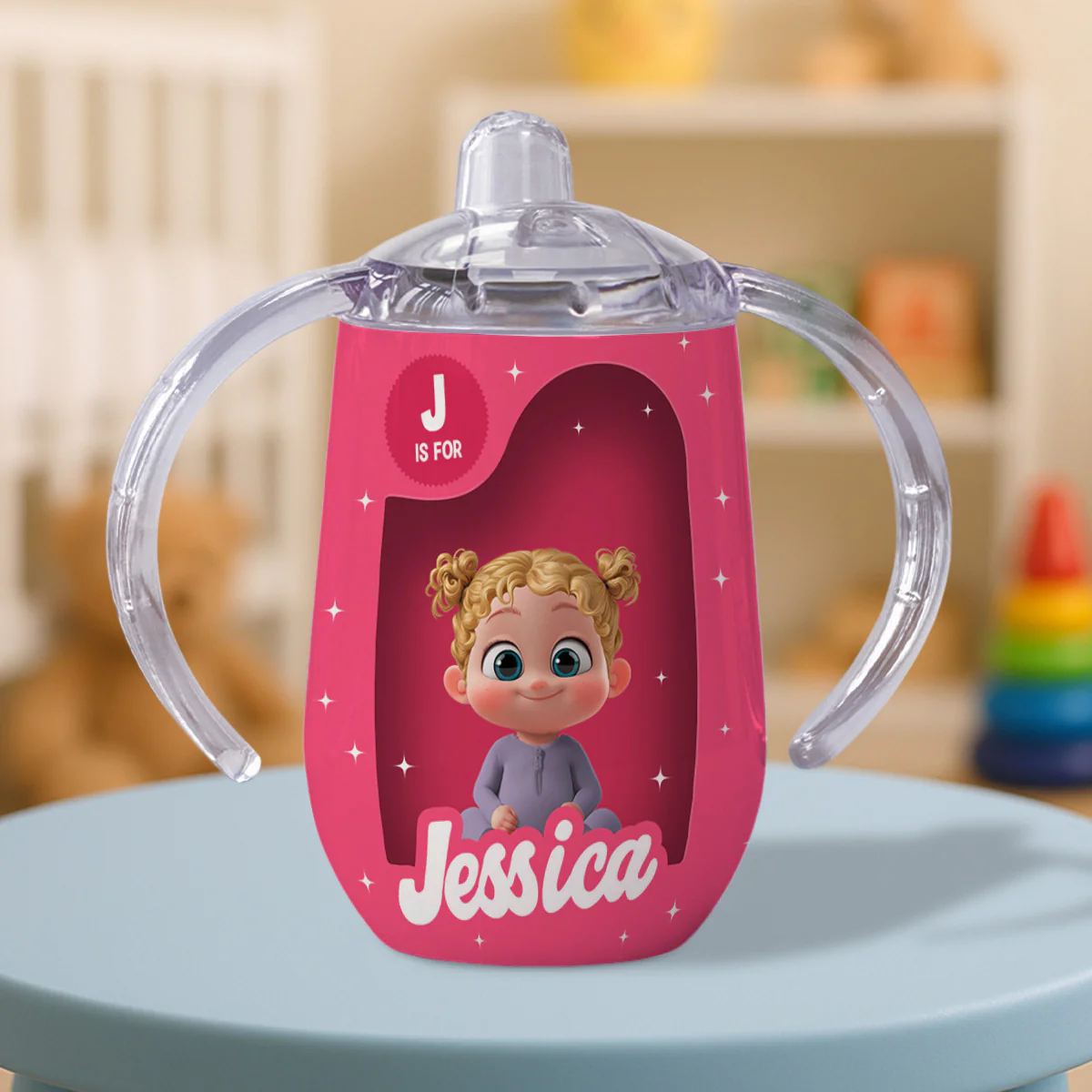 Cute Baby - Personalized Custom Sippy Cup With Handles