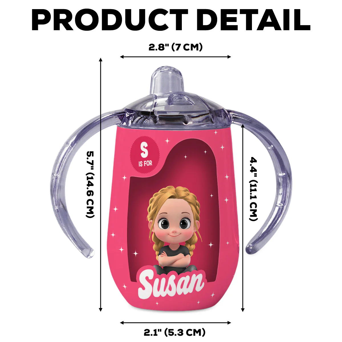 Cute Baby - Personalized Custom Sippy Cup With Handles - Image 6