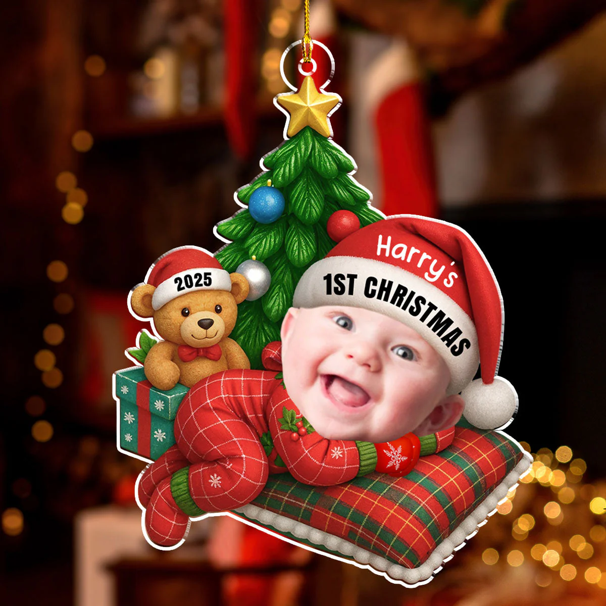 Cute Baby Sleeping - Personalized Custom Acrylic Ornament - Image 2