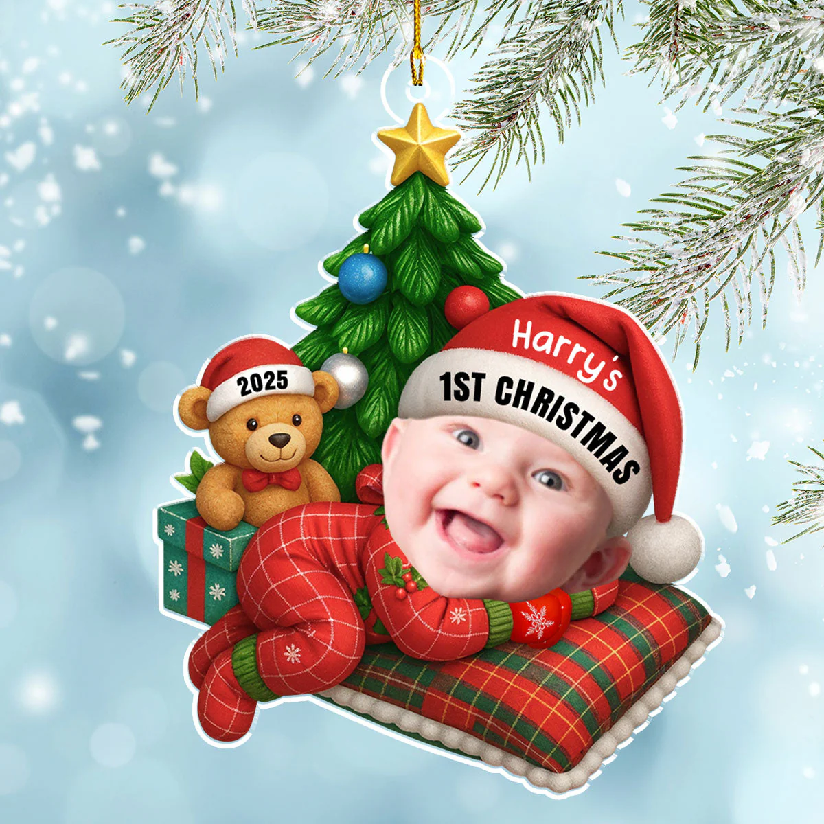 Cute Baby Sleeping - Personalized Custom Acrylic Ornament - Image 4