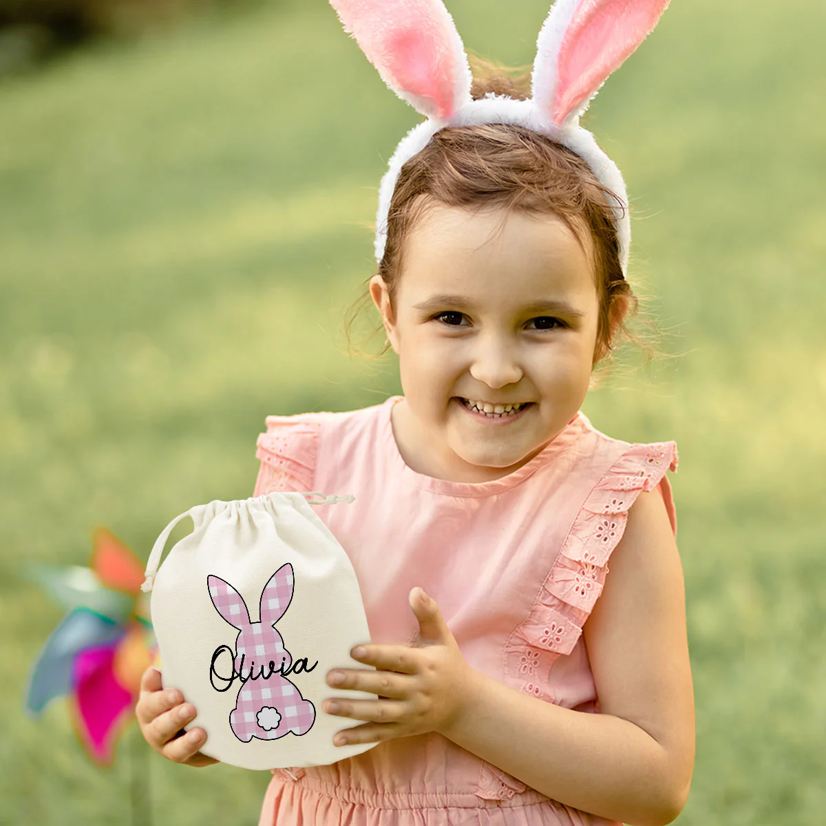 Cute Easter Bunny - Personalized Custom Favor Bag - Image 2