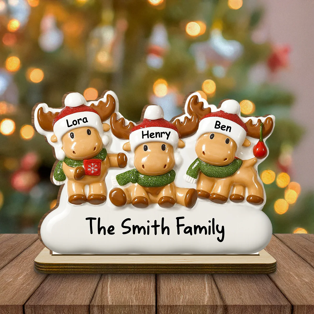 Cute Family - Personalized Custom 2-Layer Wood Plaque With Flat Base - Image 3