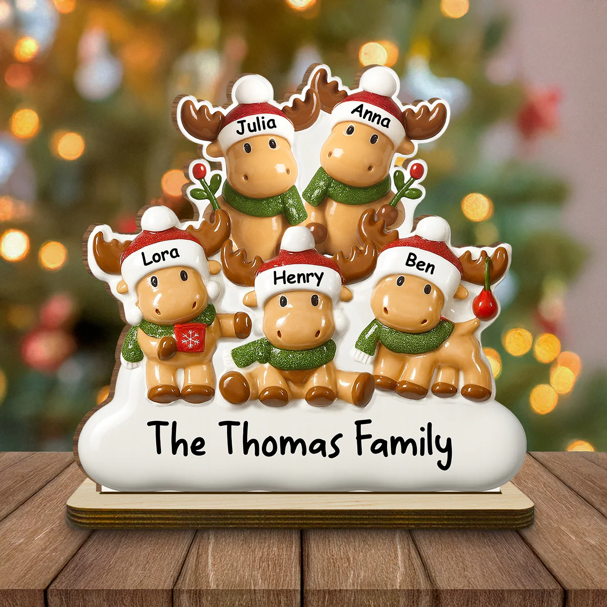 Cute Family - Personalized Custom 2-Layer Wood Plaque With Flat Base - Image 4