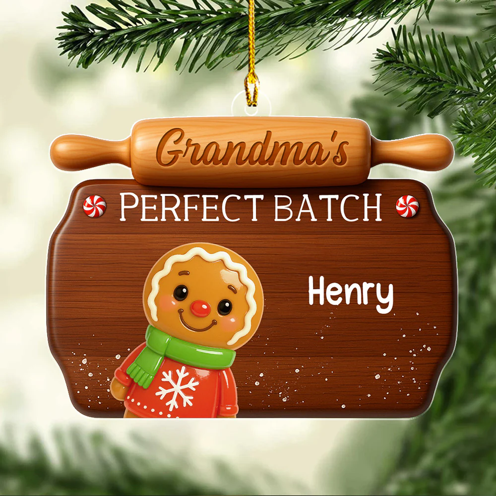 Cute Gingerbread Family - Personalized Custom Acrylic Ornament - Image 4