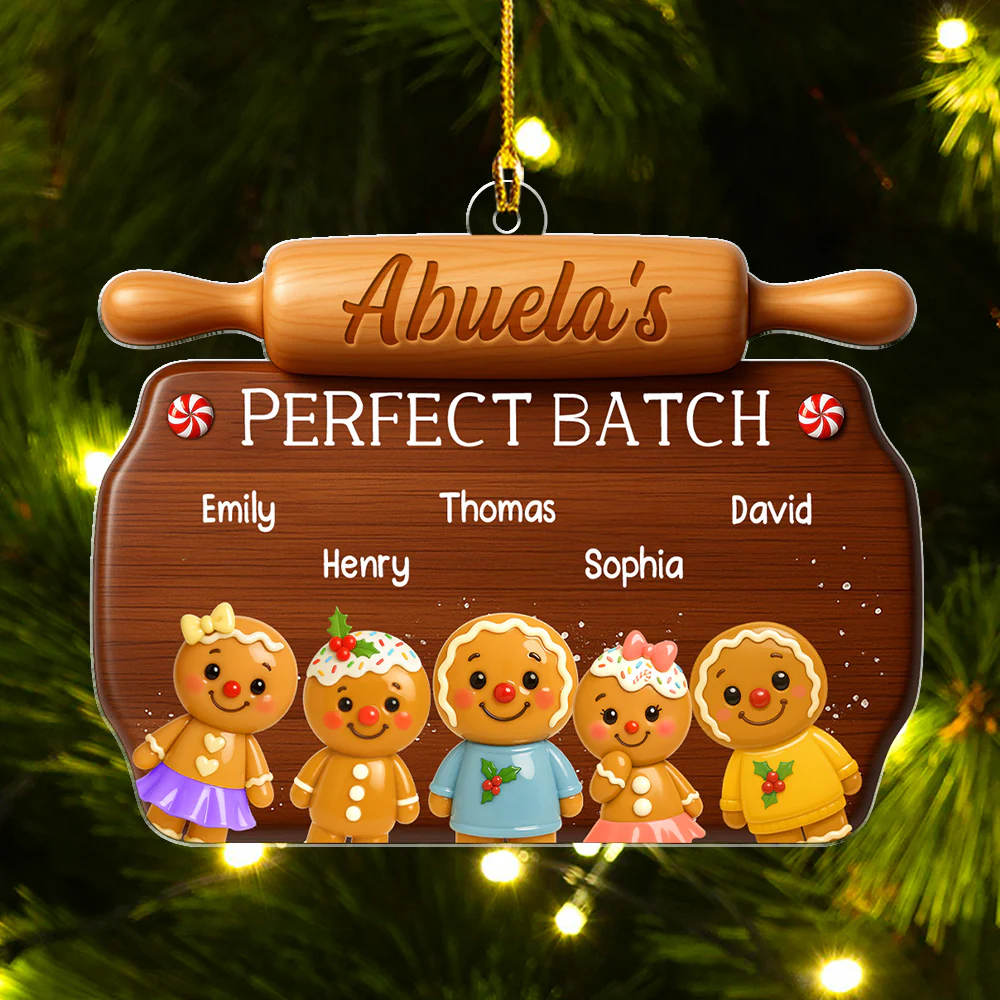 Cute Gingerbread Family - Personalized Custom Acrylic Ornament - Image 5