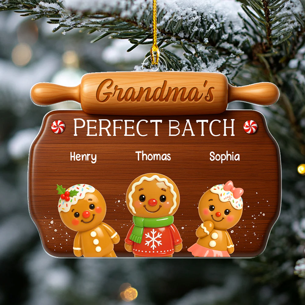 Cute Gingerbread Family - Personalized Custom Acrylic Ornament - Image 6