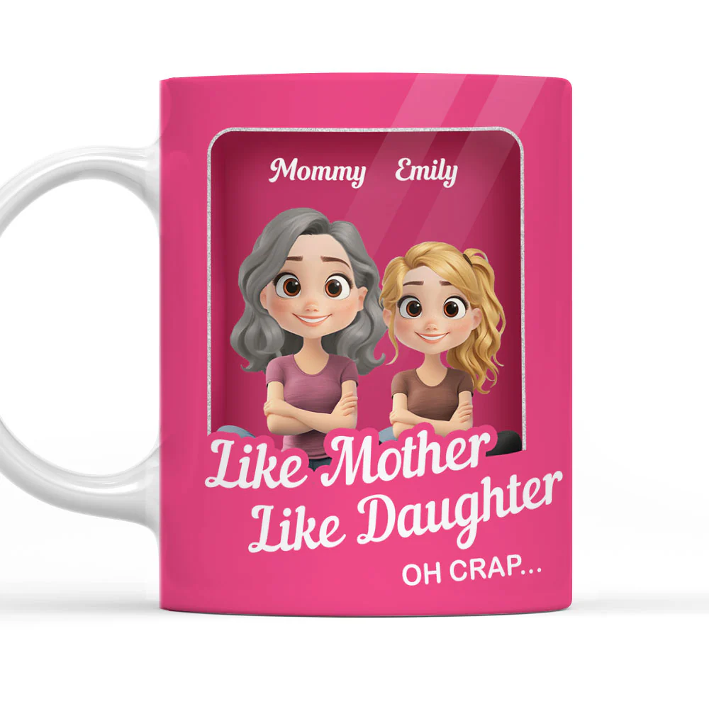 Cute Mom And Daughter Cartoon - Personalized Custom Coffee Mug