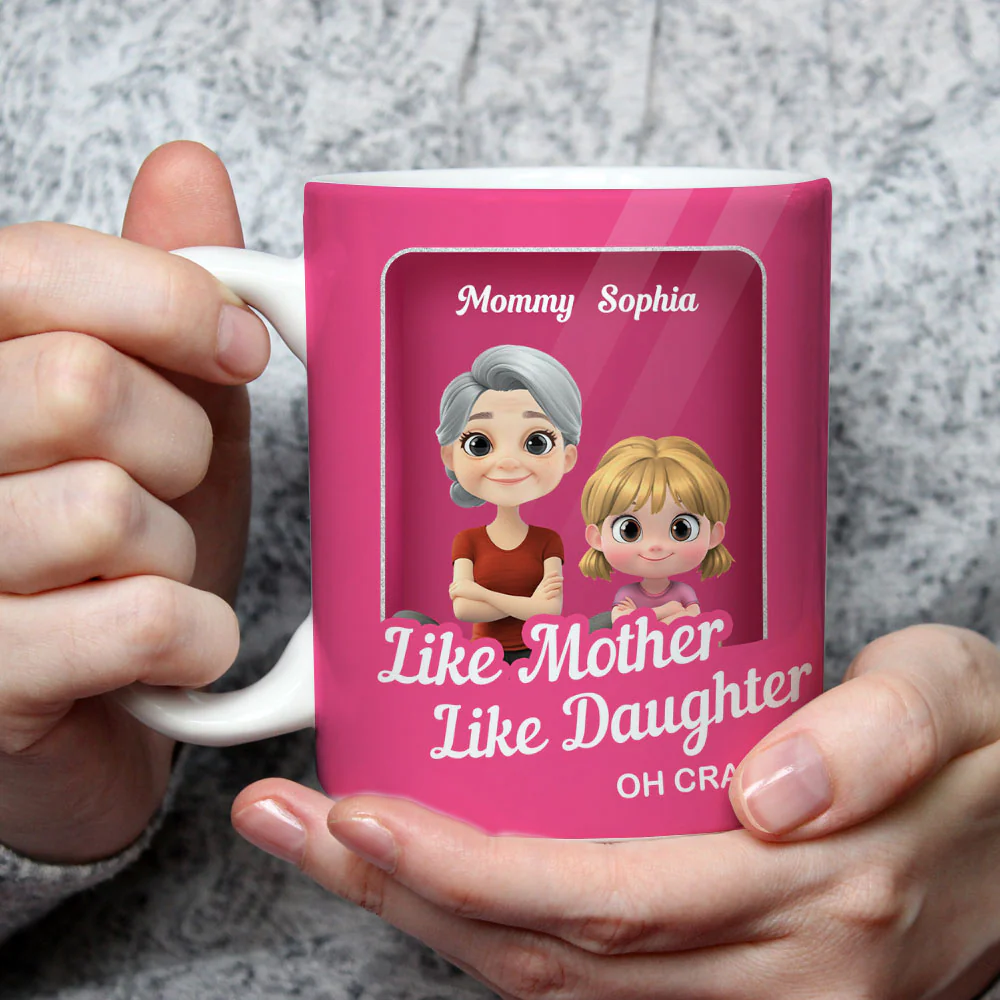 Cute Mom And Daughter Cartoon - Personalized Custom Coffee Mug - Image 4