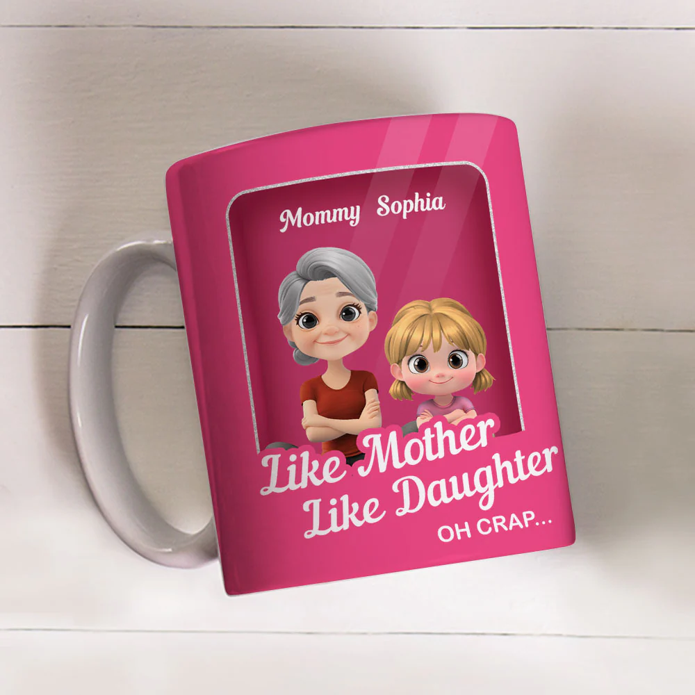Cute Mom And Daughter Cartoon - Personalized Custom Coffee Mug - Image 6
