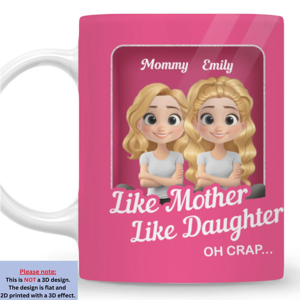 Cute Mom And Daughter Cartoon - Personalized Custom Coffee Mug - Image 8